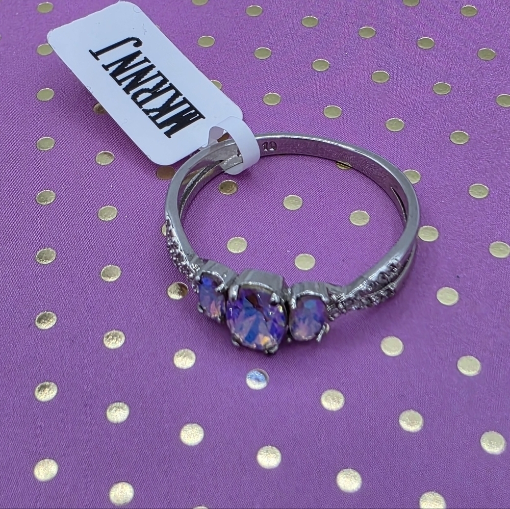 Charmed Aroma Purple Aurora 3-Stone Ring Size 10 - Picture 2 of 6